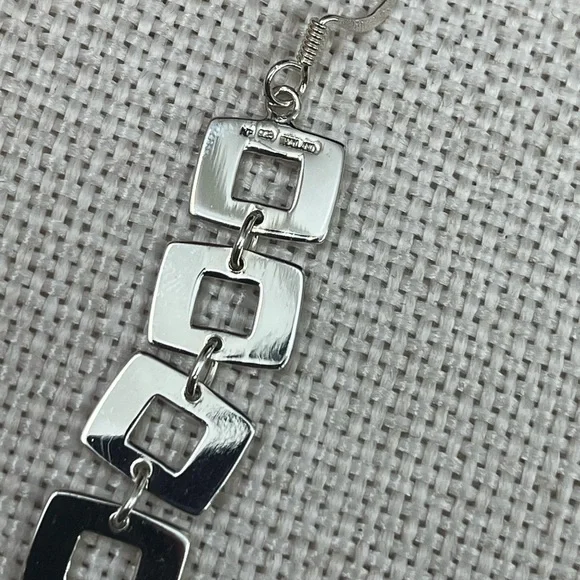 Vintage Sterling Silver Geometric Dangle Earrings | NF 925 Thailand | 5.8g - Picture 11 of 17